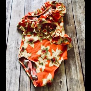 Tropical, one shoulder, 4T, GAP bathing suit